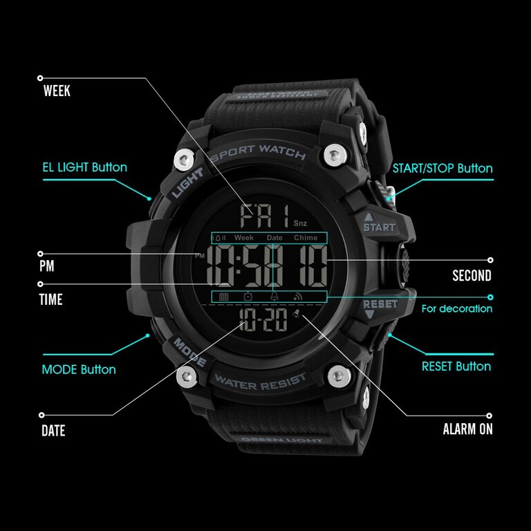 SKMEI Brand New Mens Watches Fashion Casual LED Digital Outdoor Sports Watch Men Multifunction Waterproof Wrist Watches